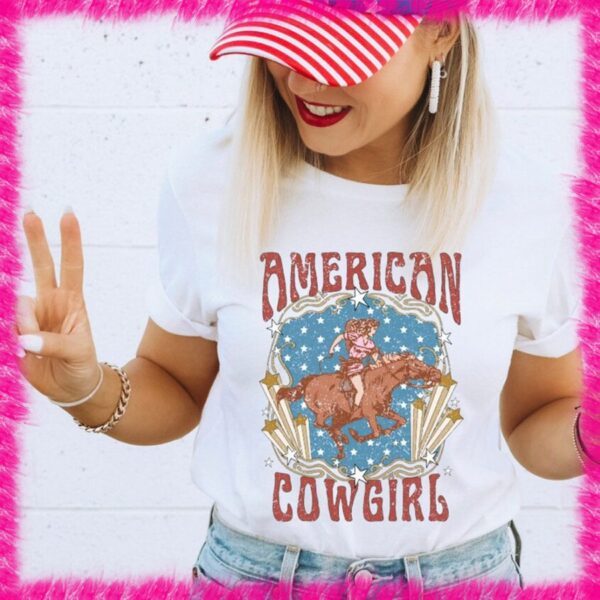 American Cowgirl Tshirt, Cowboy Shirt, Western Shirt, 4th Of July Shirt