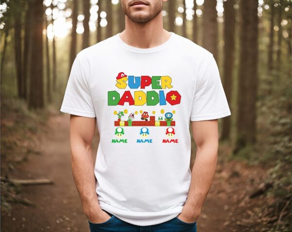 Personalized Super Daddio Game Shirt, Custom Kids Name Dad Shirt, Funny Father's Day Daddio Shirt - Image 2