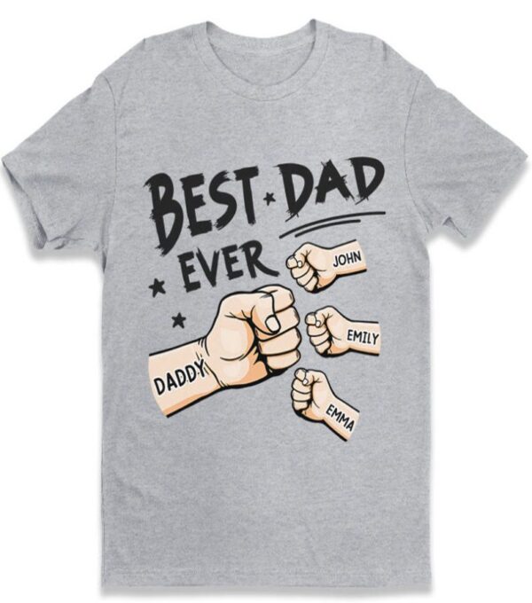 Personalized Father's Day Fist Bump Set T-Shirt, The Best Dad Ever Kids Daddy Fist Bump Shirt, Custom Name Shirt